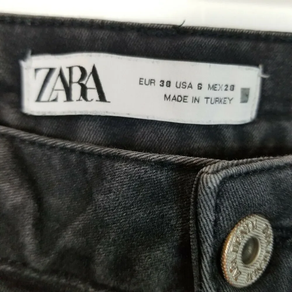 Zara Womens Moto Skinny Jeans Size S Biker Rocker Black Moto Casual Minimalist